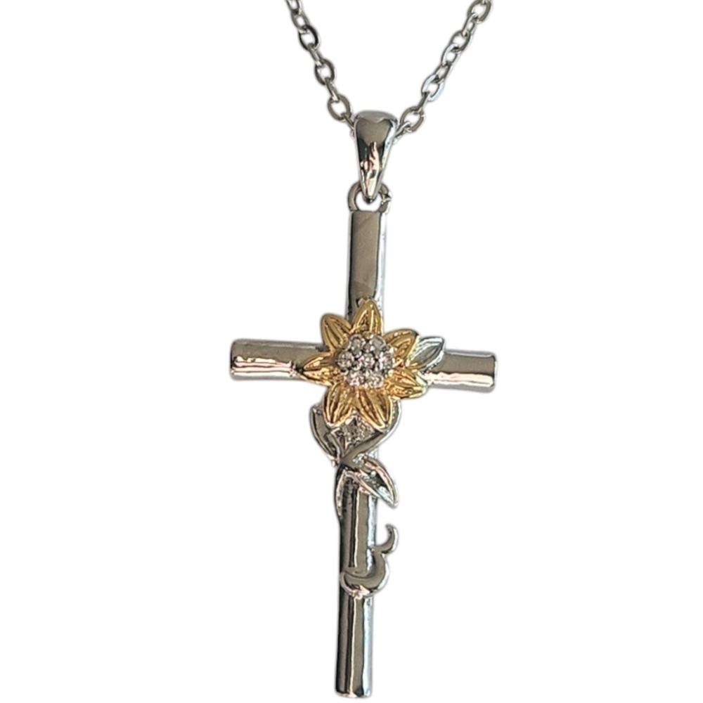 Sunflower Cross Necklace